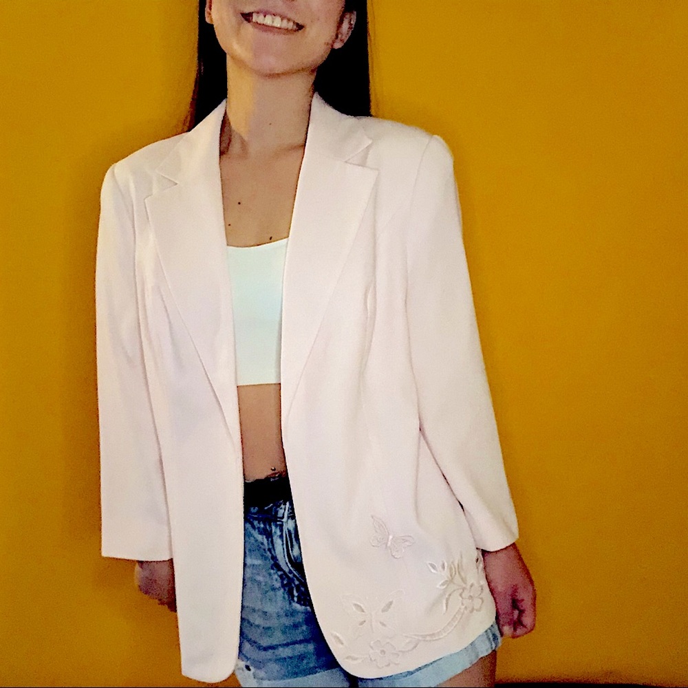 Baby pink butterfly blazer | Size 12
